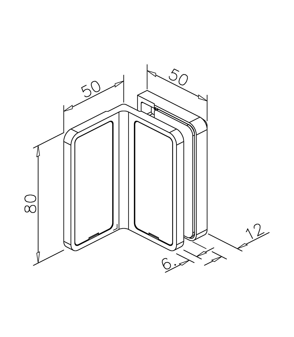 Connecteur 90° pour panneau en verre contre un mur